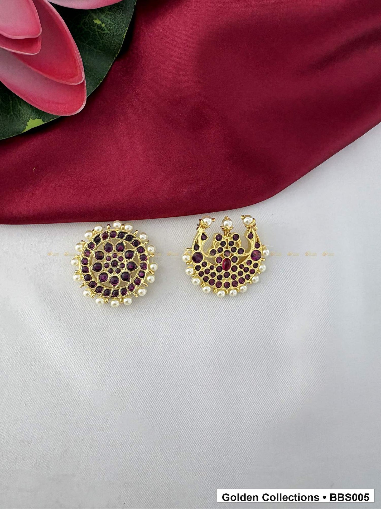 Front view of Real Kemp Sun and Moon Hair Ornaments for Dance from Golden Collections