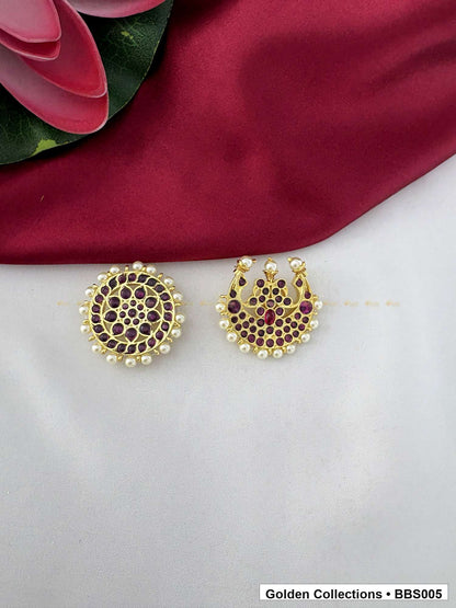 Angled product view of Real Kemp Sun and Moon Hair Ornaments for Dance from Golden Collections