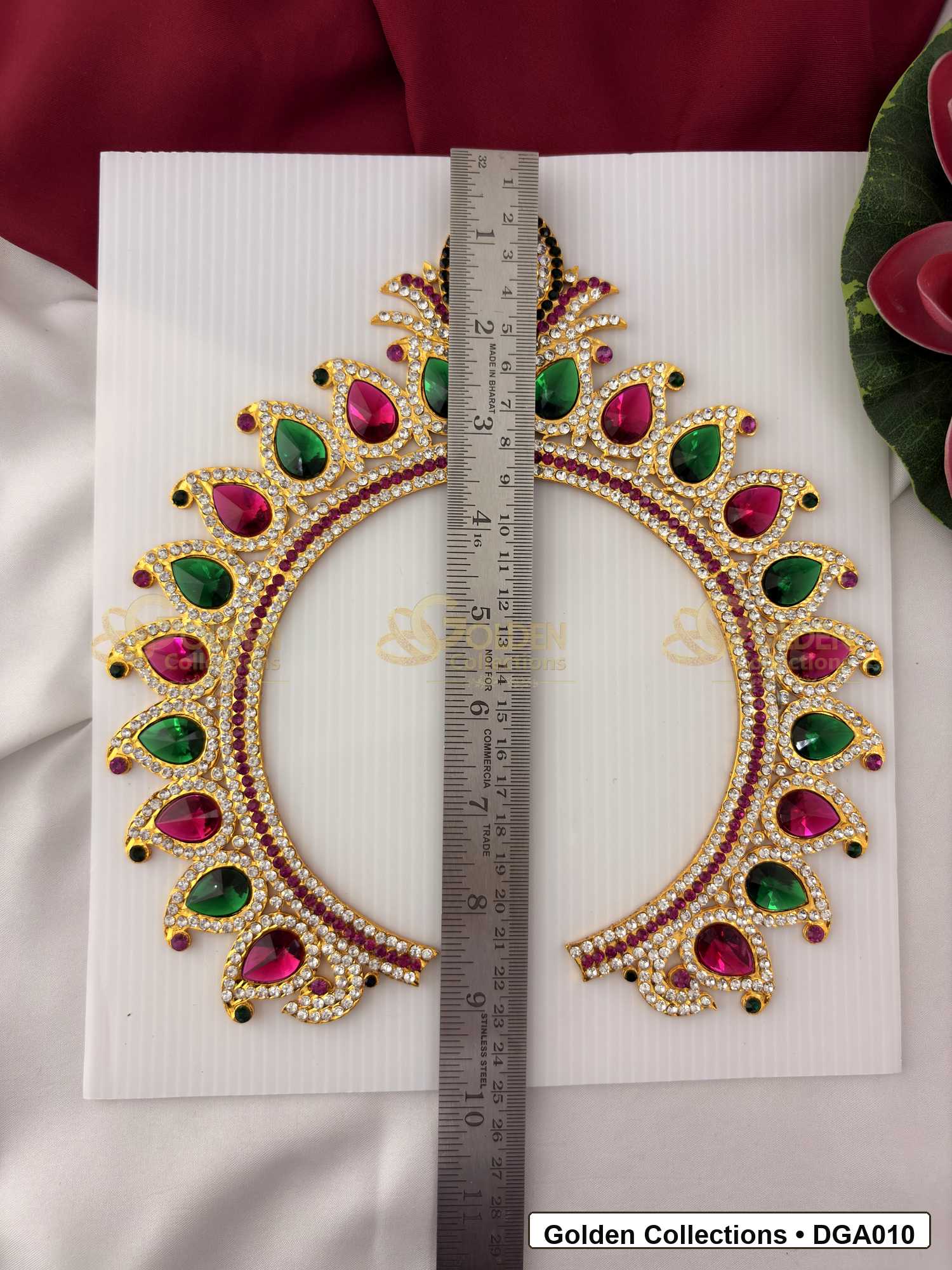 Measurement and scale view of Regal Deity Arch for Idol Alankaram for fit checking