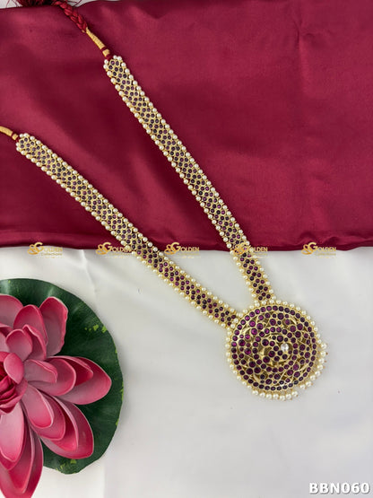 Ruby Kemp Long Haram | Bharatanatyam & Bridal Necklace