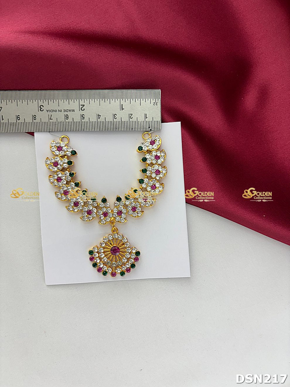 Deity Short Haram / Short Necklace DSN217 deity short haram measurement photo showing ruler size reference