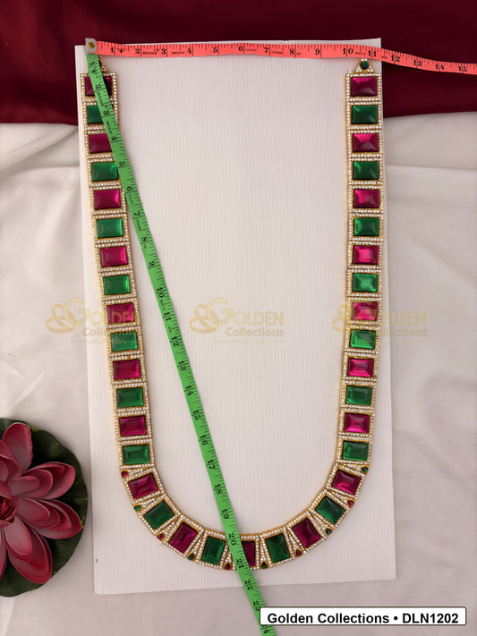 Measurement and scale view of Single Layer Deity Haram with Multicolor Stones for Idols for fit checking