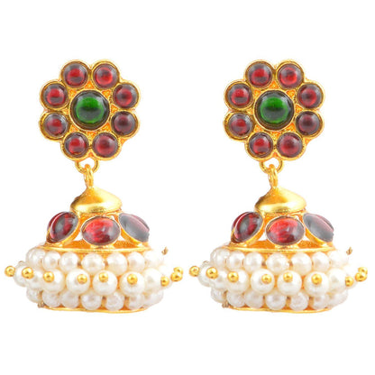 temple Jhumki earrings bharatanatyam goldencollections 