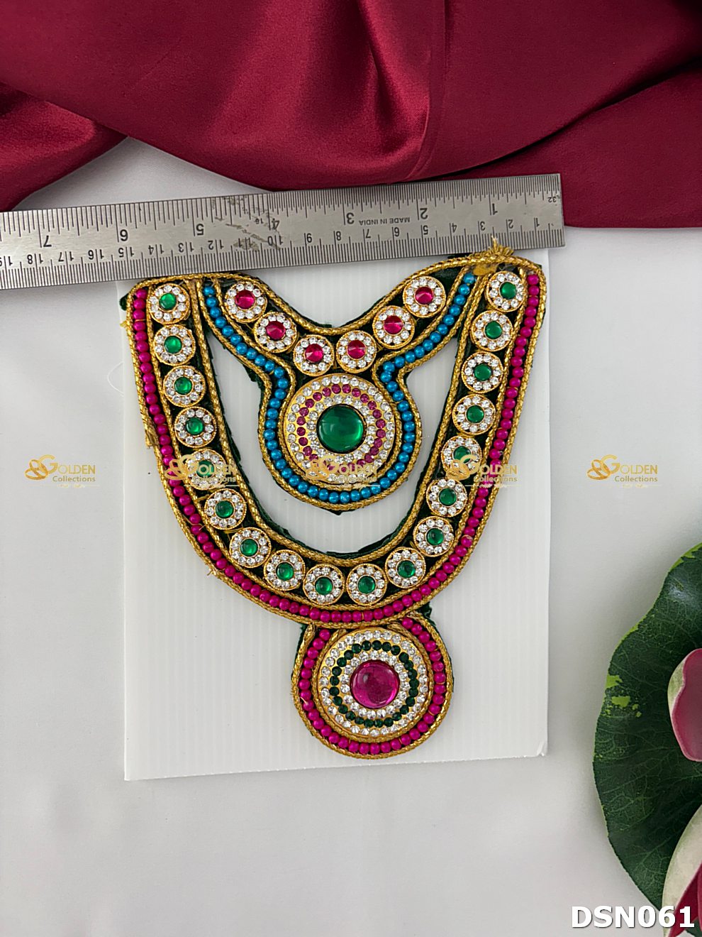Deity 2 Step Short Haram / Short Necklace DSN061 deity short haram measurement photo showing ruler size reference