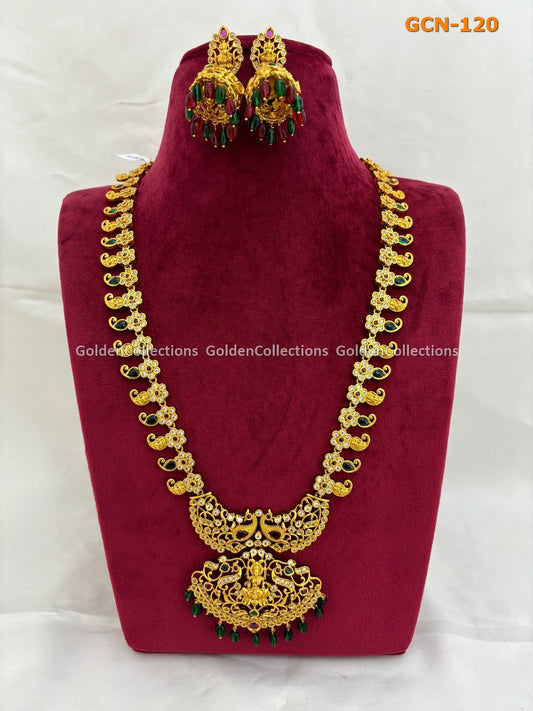 Temple Jewellery Necklace : One Gram Gold Haram Necklace GoldenCollections 