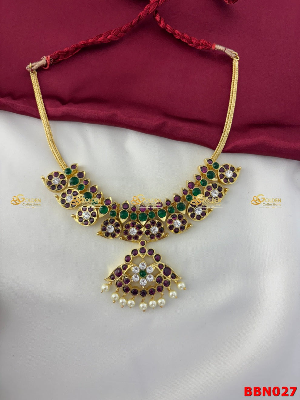 Kemp Short Mango Necklace Set | Bharatanatyam Temple Jewellery