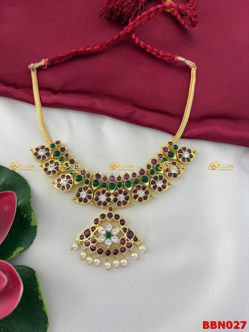 Kemp Short Mango Necklace Set | Bharatanatyam Temple Jewellery