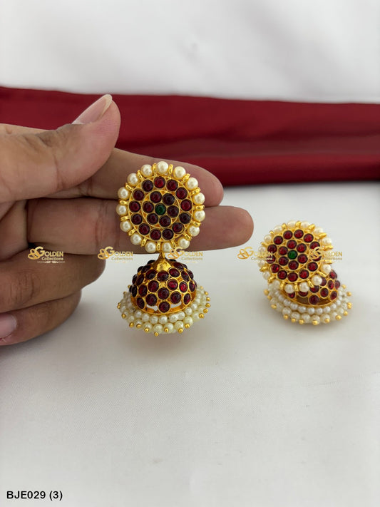Temple Jewelry Earrings For Bharatanatyam Color: Multi, Style: Bharatanatyam Earrings Image 2