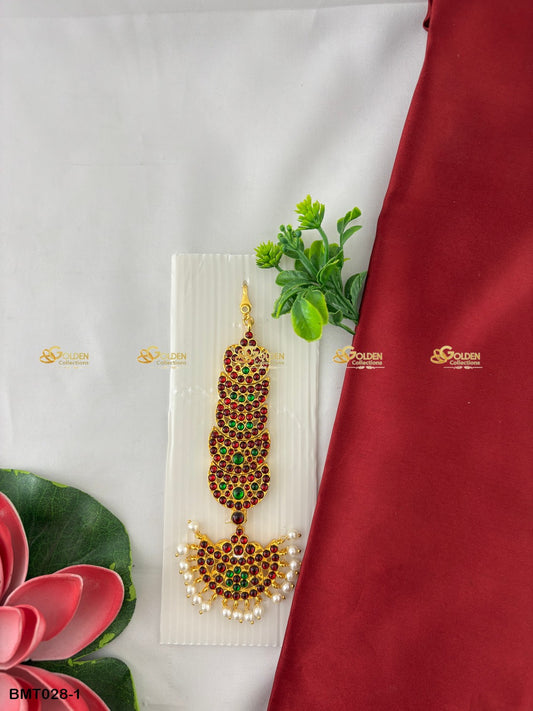 Temple Maang Tika Bharatanatyam Dance Accessory Color: Multi, Style: Mang Tika Image 2