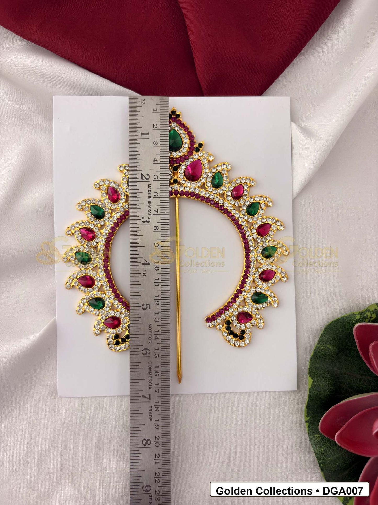 Side view of Temple Style Deity Arch for Idol Alankaram showing arch depth and placement shape