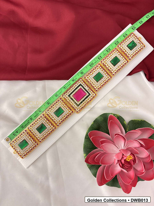 Measurement and scale view of Temple Style Deity Waist Belt Vaddanam for Idols for fit checking