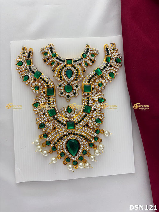 Amman / Ammavaru Green 2 Step Stone Short Necklace DSN121 deity short necklace image 1