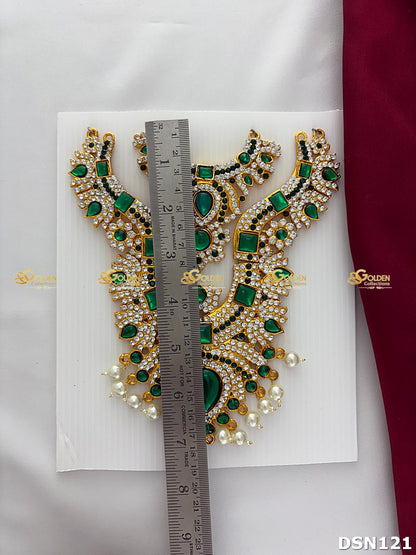 Amman / Ammavaru Green 2 Step Stone Short Necklace DSN121 deity short necklace image 2