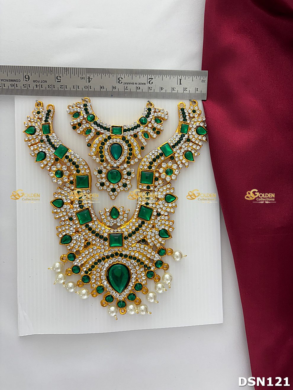 Amman / Ammavaru Green 2 Step Stone Short Necklace DSN121 deity short necklace image 3