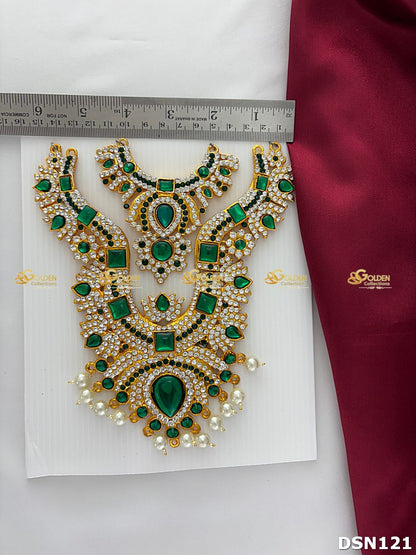 Amman / Ammavaru Green 2 Step Stone Short Necklace DSN121 deity short necklace image 3
