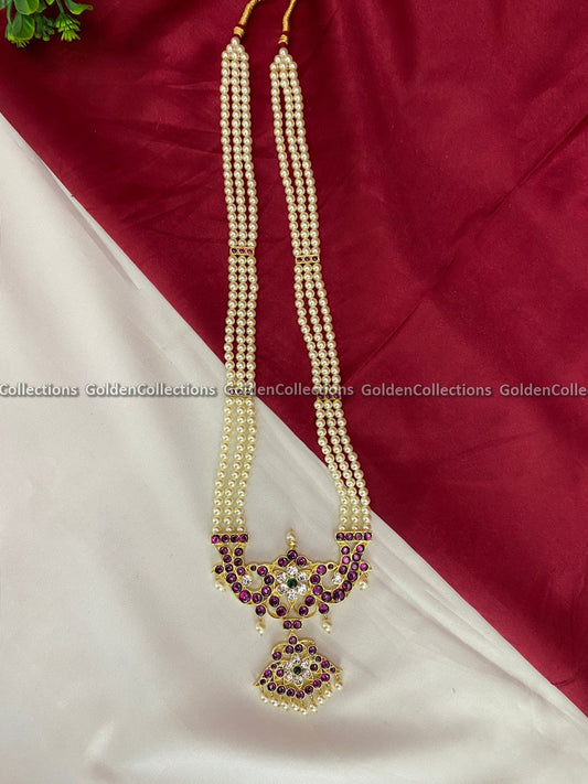 Traditional Kemp Jewelry Long Necklaces For Bharatanatyam  Color: Kemp Style: Kemp Long Necklace Image 1