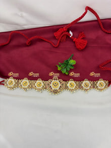 Real Kemp Vaddanam Oddiyanam Waist Belt for Bharatanatyam BBW003 with red-green kemp stones