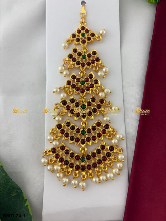 Traditional Maang Tika Bharatanatyam Dance Jewelry , Color: Multi, Style: Mang Tika Image 2