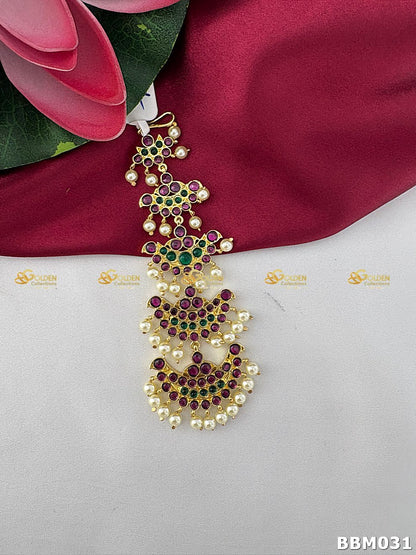 Triple Layer Kemp Maangtikka for Bharatanatyam | Nethi Chutti