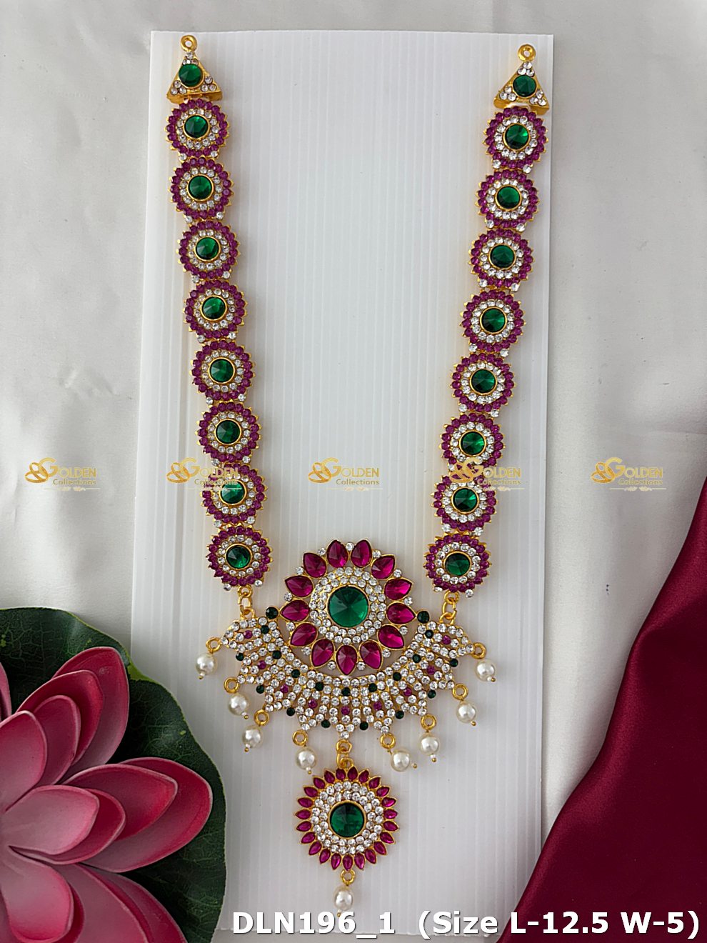 Triple Layered Necklace With Deity Charms Goldencollections_1