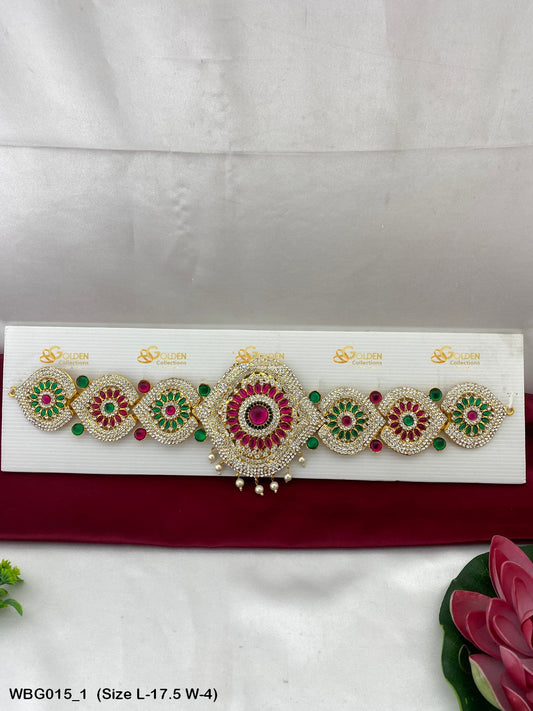 Deity Vaddanam Waist Belt with Stone Work WBG-015 Waist Belts deity alankaram image 1