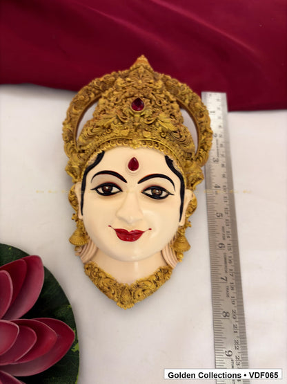 Product photo of Varalakshmi Ammavaru Goddess Face Mugham with Floral Crown for 8 Inches Varalakshmi or Ammavaru alankaram setup