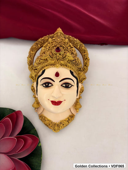 Additional view of Varalakshmi Ammavaru Goddess Face Mugham with Floral Crown for 8 Inches Varalakshmi or Ammavaru alankaram setup
