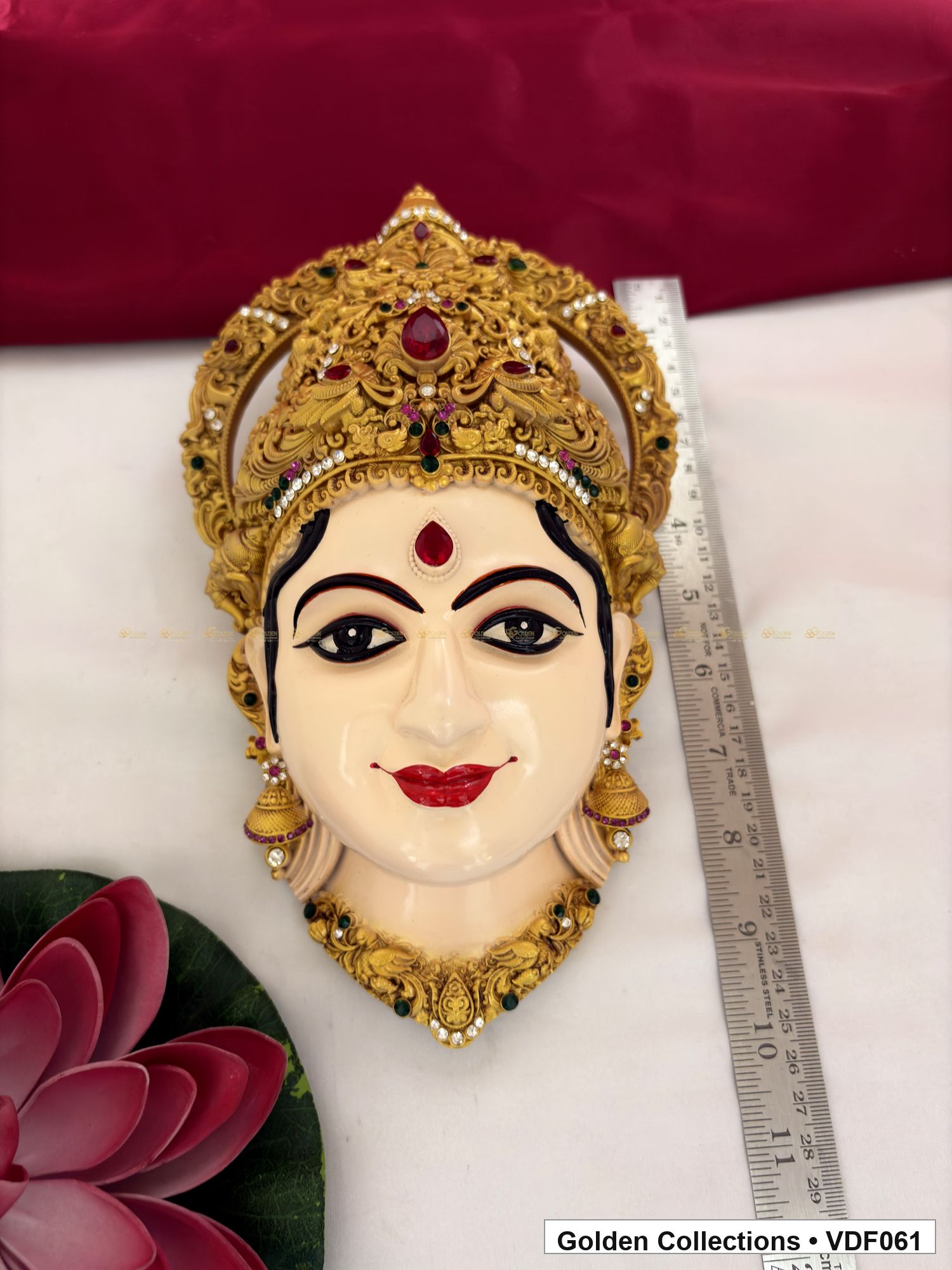 Product photo of Varalakshmi Ammavaru Goddess Face Mugham with Rounded Crown for 10 Inches Varalakshmi or Ammavaru alankaram setup