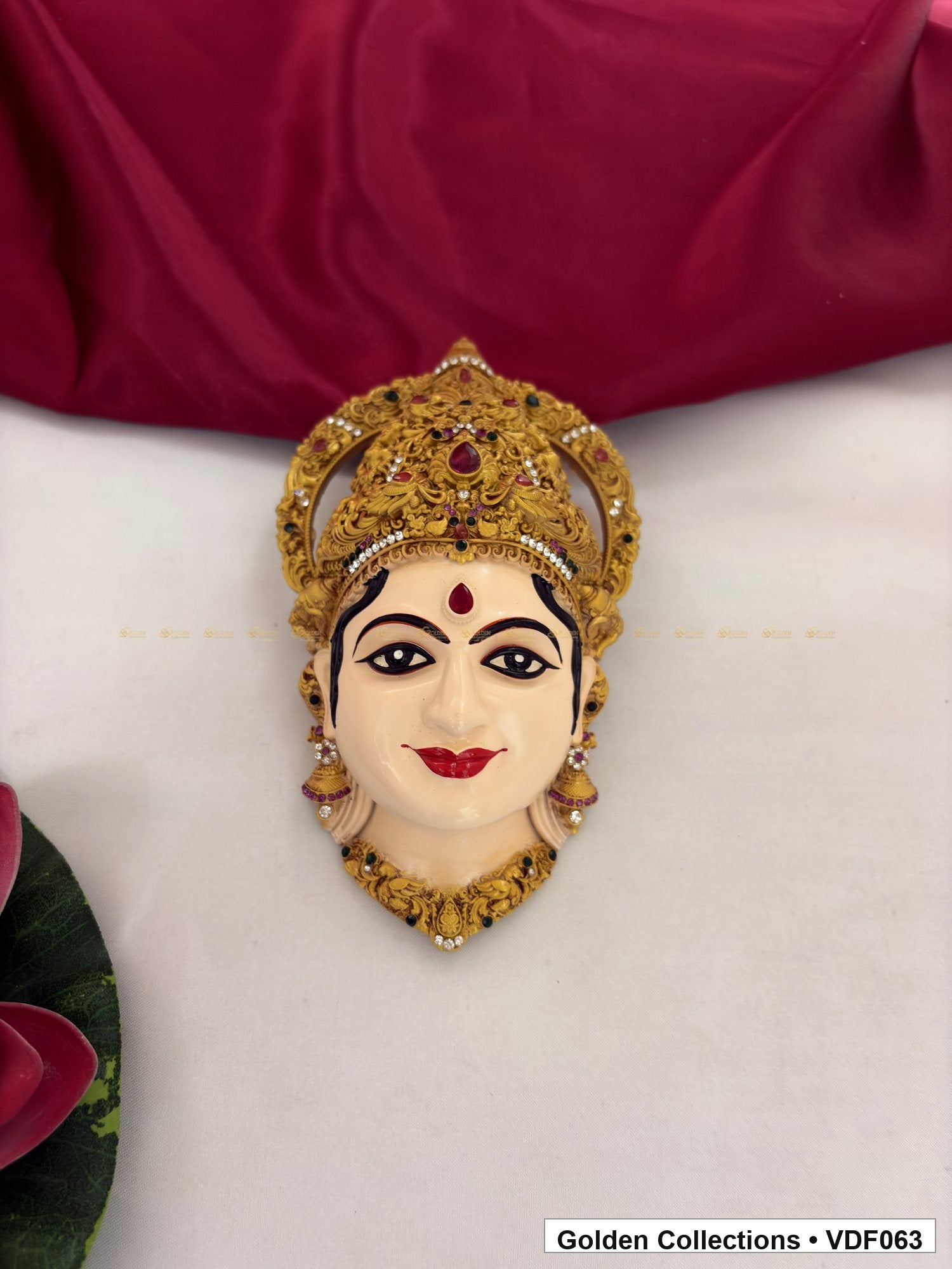 Additional view of Varalakshmi Ammavaru Goddess Face Mugham with Rounded Crown for 6 Inches Varalakshmi or Ammavaru alankaram setup