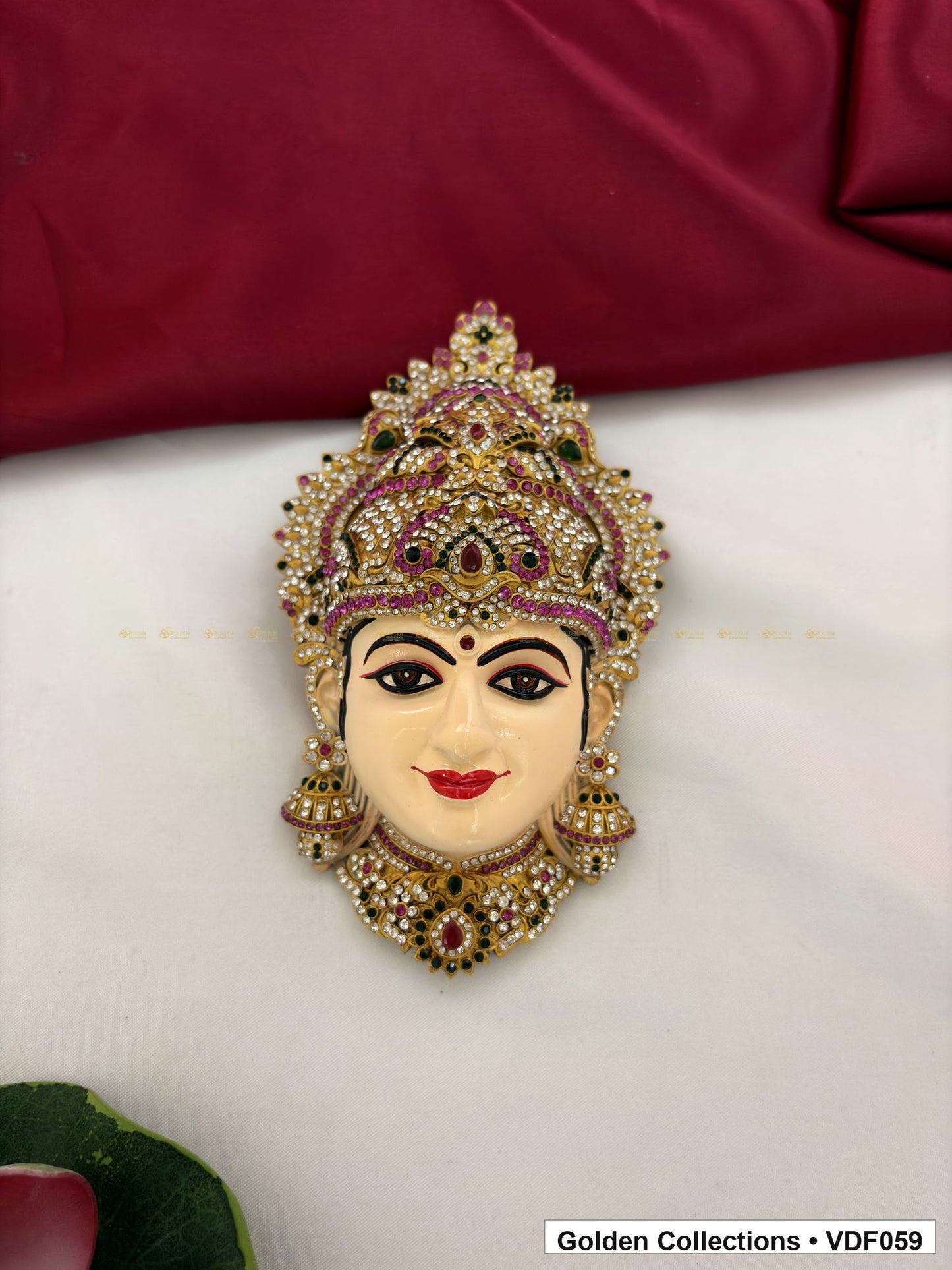 Additional view of Varalakshmi Ammavaru Goddess Face Mugham with Tall Crown for 8 Inches Varalakshmi or Ammavaru alankaram setup