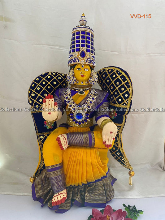 Varalakshmi Amman Idol Full Set 27 in Blue & Yellow VVD115 for Varalakshmi Vratham pooja image 1