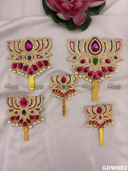 Varalakshmi Lotus Alankaram for Idol Decoration – Premium Stone Lotus Available in 4 Sizes GDW002 product photo from Golden Collections