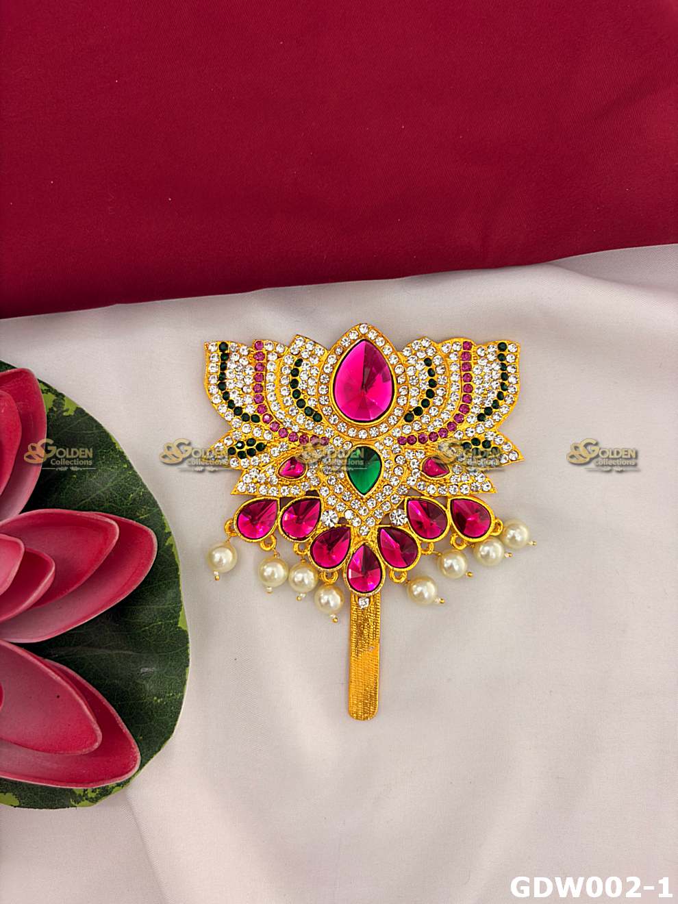 Varalakshmi Lotus Alankaram for Idol Decoration – Premium Stone Lotus Available in 4 Sizes GDW002
