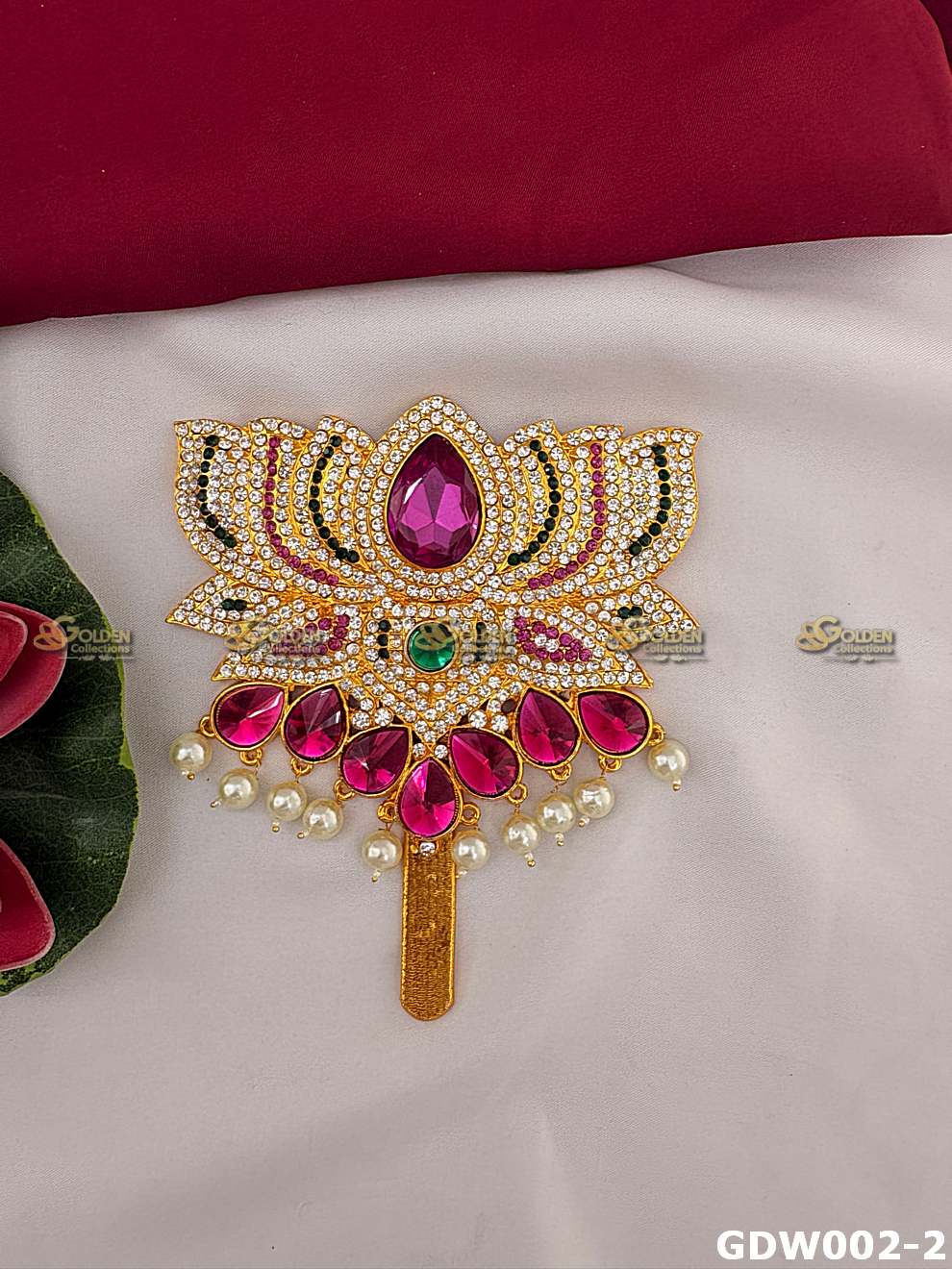 Varalakshmi Lotus Alankaram for Idol Decoration – Premium Stone Lotus Available in 4 Sizes GDW002