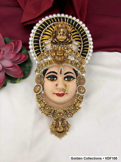 Varalakshmi Tanjore Face with Round Figure Crown and Compact Drop Pendant full front view
