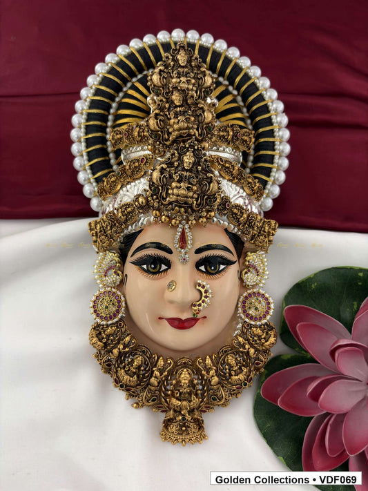 Varalakshmi Tanjore Face with Sculpted Crown and Pendant 12 Inches full front view for Varalakshmi alankaram