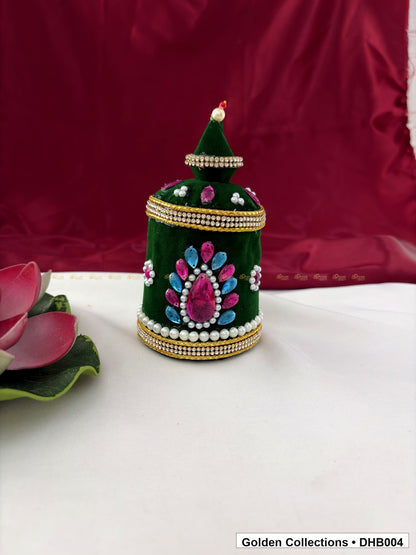 Front view of Velvet Kundan Deity Hair Crown for God and Goddess Idols from Golden Collections