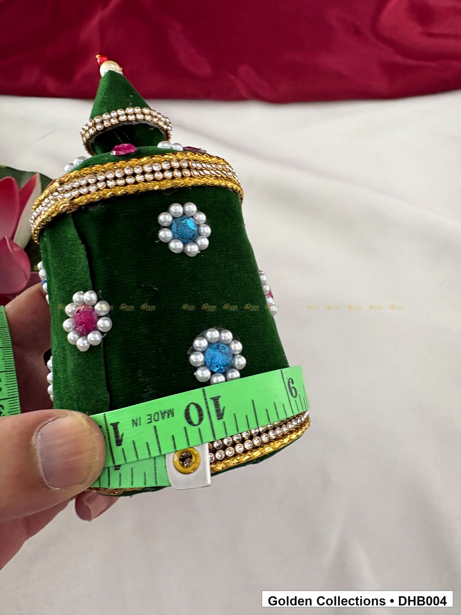 Additional product detail view of Velvet Kundan Deity Hair Crown for God and Goddess Idols from Golden Collections