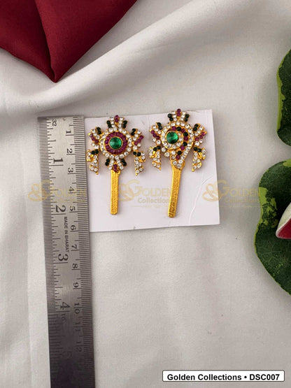 Measurement photo showing 2 x 1 Inches shanku chakra pair with ruler for Vishnu idol alankaram