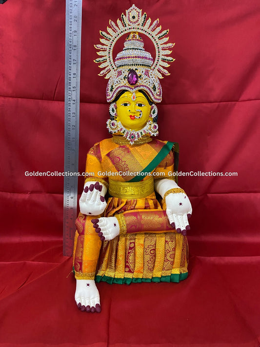 Varalakshmi Amman Idol Full Set Yellow VLD047 for Varalakshmi Vratham pooja image 2