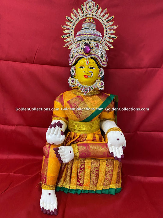 Varalakshmi Amman Idol Full Set Yellow VLD047 for Varalakshmi Vratham pooja image 1