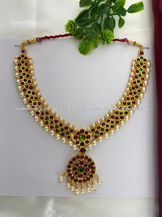 Bharatanatyam Pearl Short Necklace - Traditional Dance Jewelry BSN-001