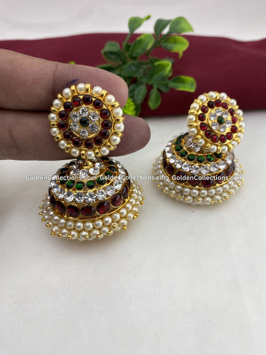 Bharatanatyam Temple Jewelry Earrings - GoldenCollections BJE-022