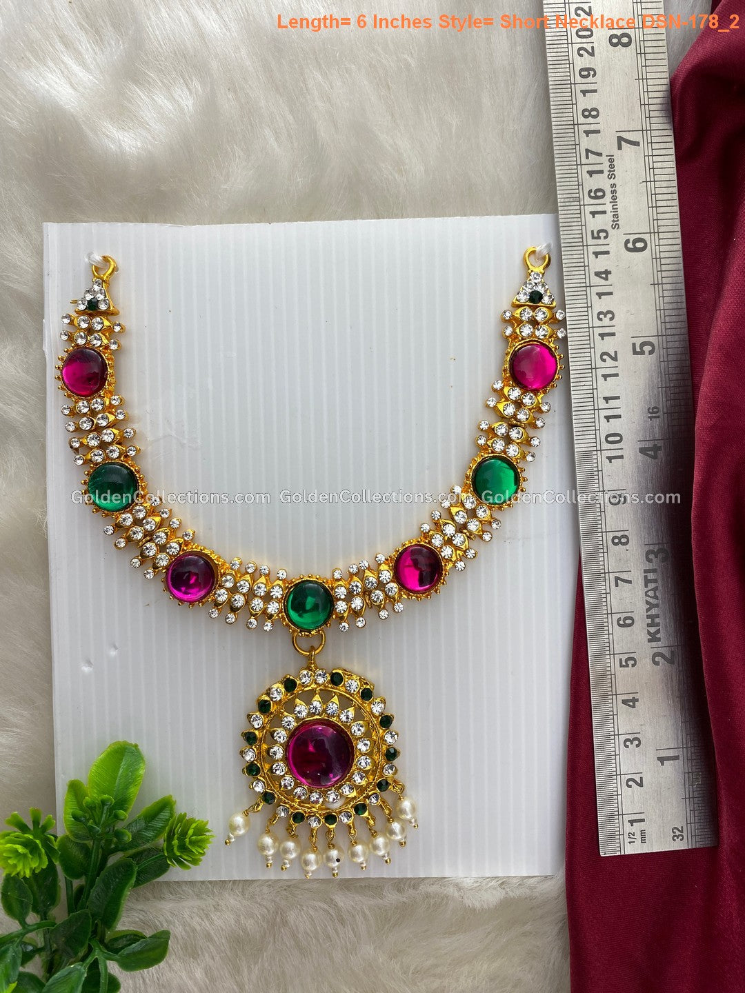 Buy Deity Jewellery Online - Goddess Lakshmi Short Haram - DSN-178 2
