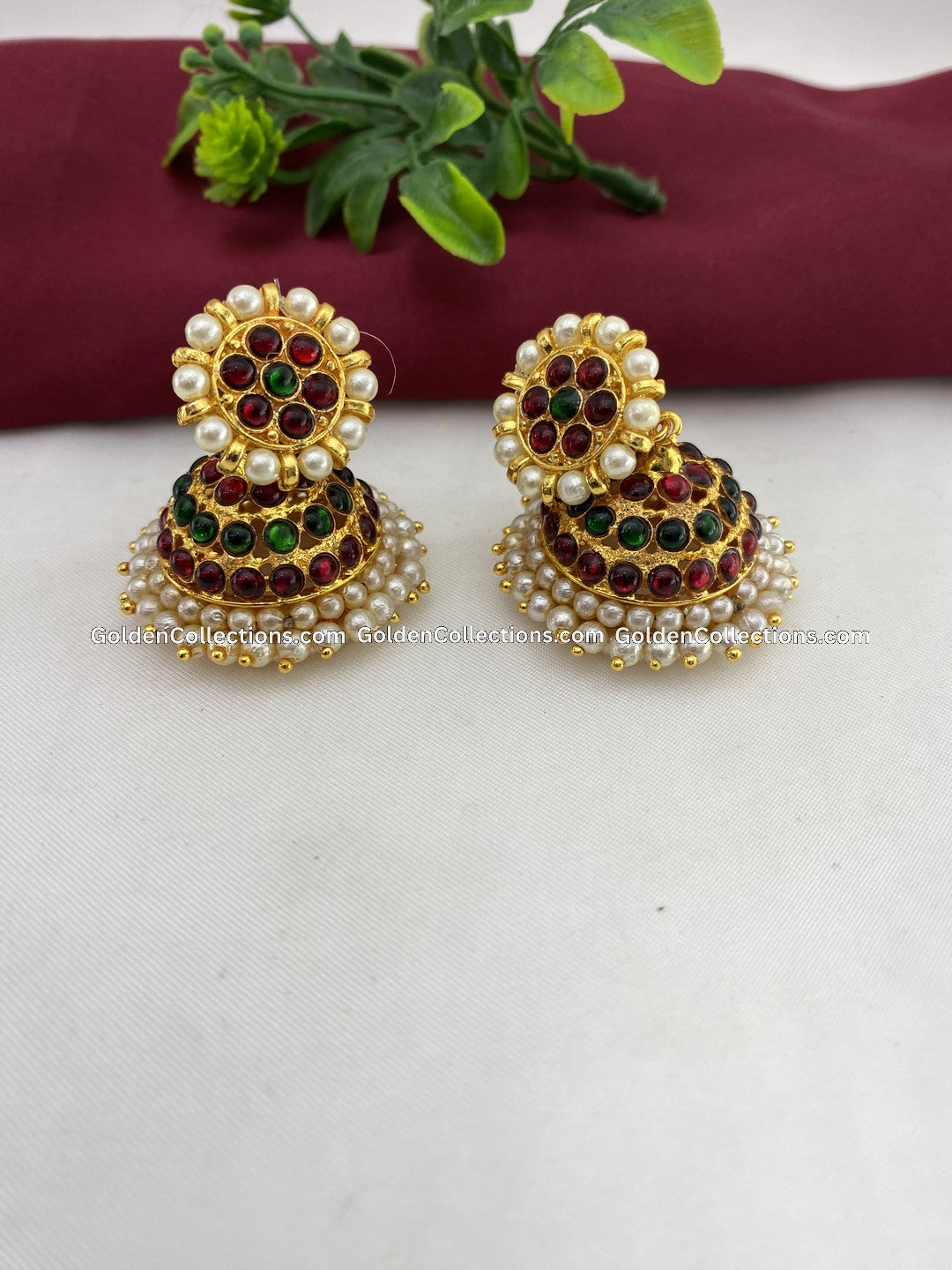 Classical Kempu Earrings - GoldenCollections BJE-012