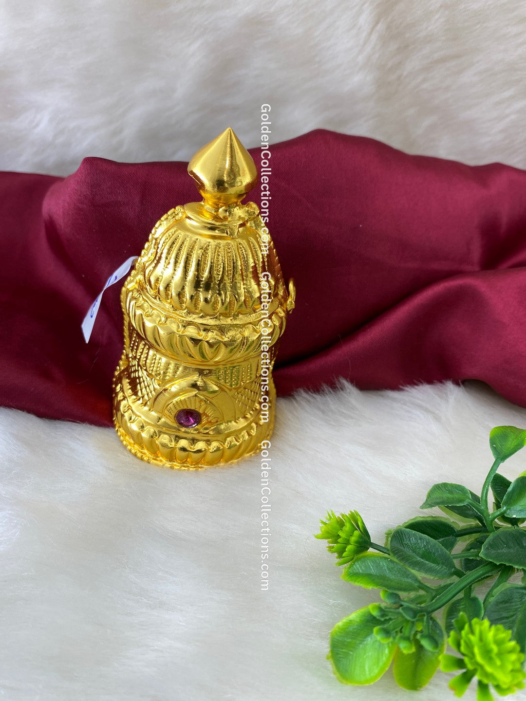 Diety Gold Plated Mukut Kireedam Crown - Stone Collection - DGC-211