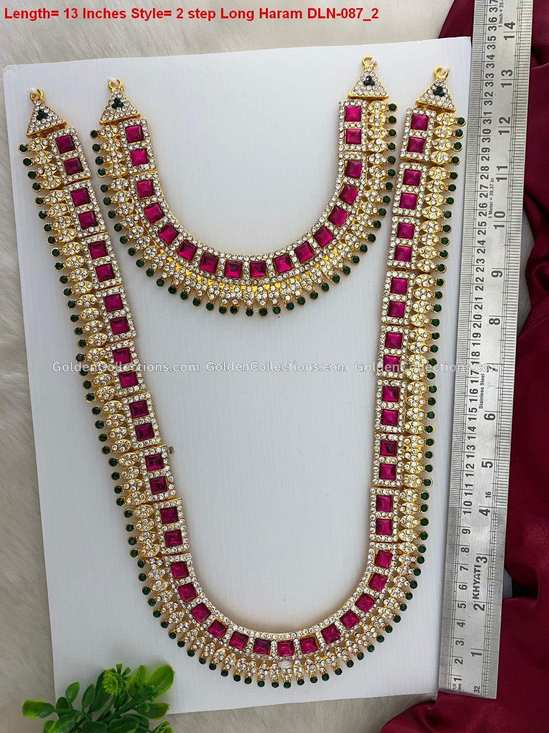 Divine Amman Stone Long Haram - Hindu Deity Jewellery DLN-087 2