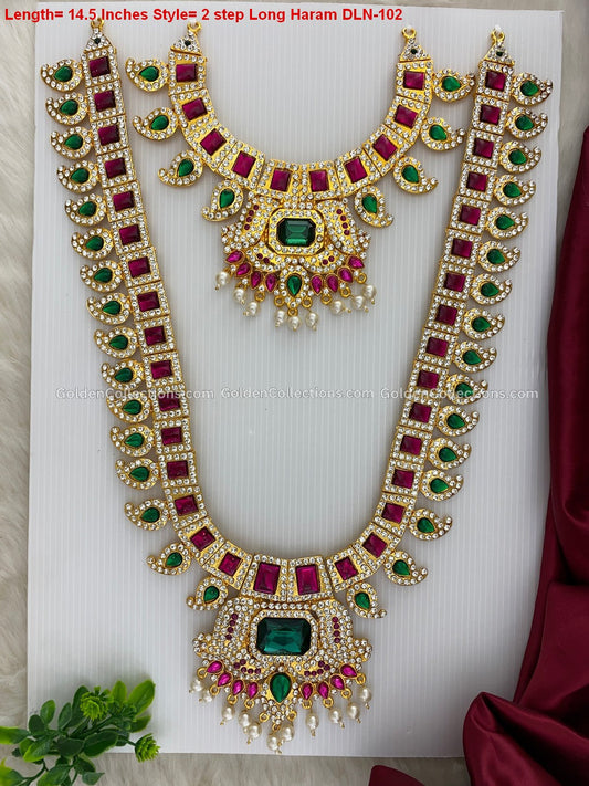 Emerald Elegance: Long Harams with Emerald Details DLN-102