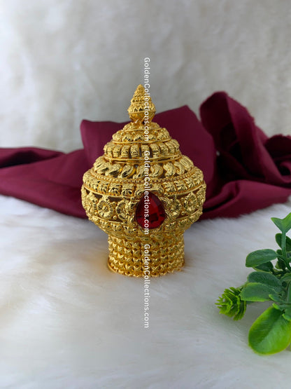 Gold Plated Goddess Amman Crown Mukut - GoldenCollections - DGC-223
