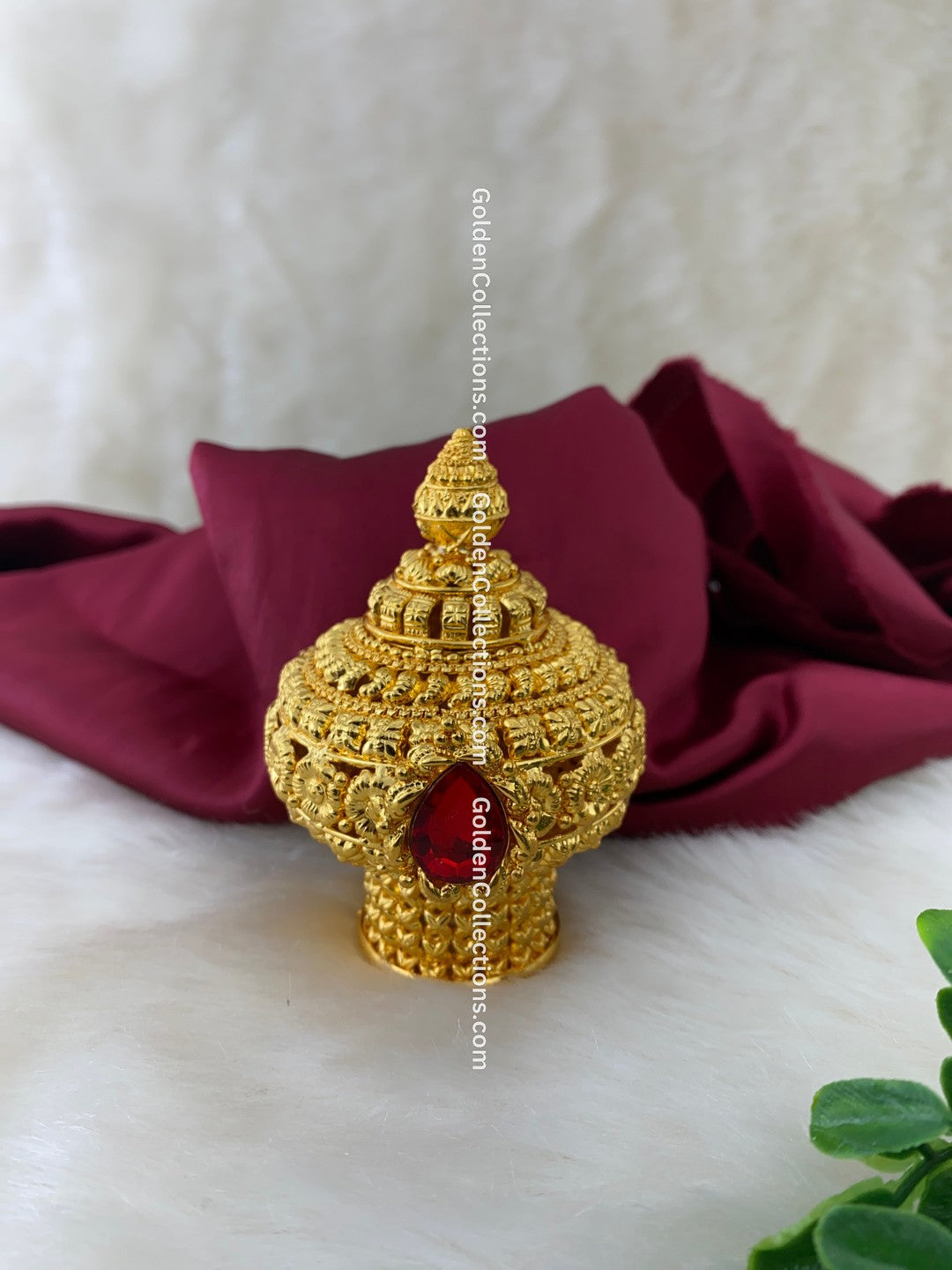 Gold Plated Hindu Deity Jewelry Crown Kireedam - DGC-207